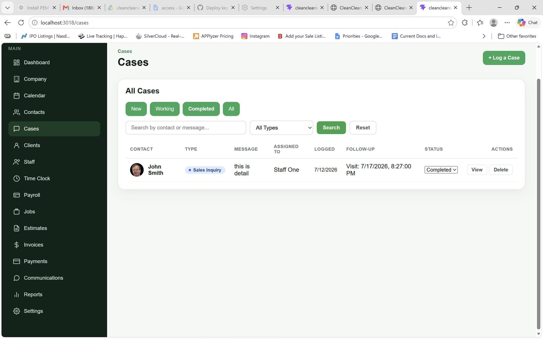 CleanClean cases screen